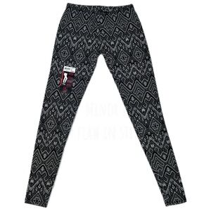 New Ankle Leggings Aztec Print Black White No Boundaries Juniors Small 3 5